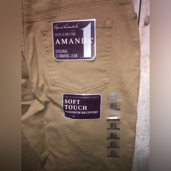 NWT WOMENS GLORIA VANDERBILT AMANDA SLIMMING TAUPE PANTS SIZE 14 SHORT! - Picture 4 of 8